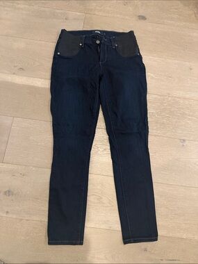 PAIGE Black Skinny Maternity Jeans with Elastic Waist Panels